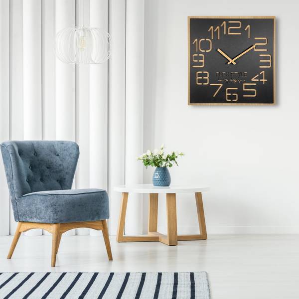 Wanduhr DIGITS Schwarz - 60 x 60 cm