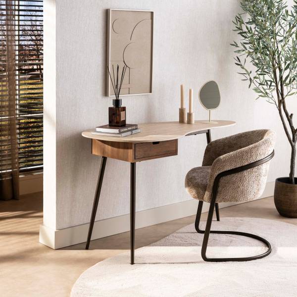 Schminktisch TRAVINO Beige - Keramik - 127 x 77 x 62 cm