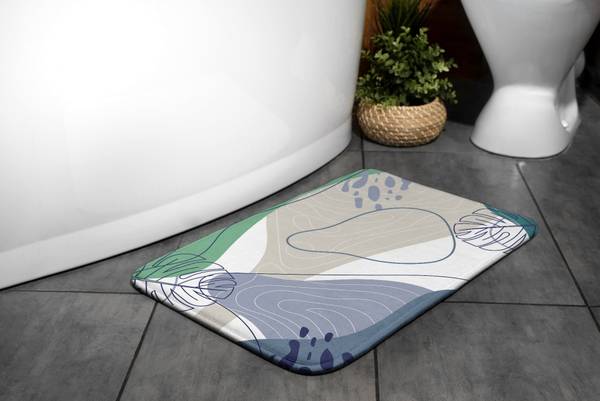 Badteppich Geometrische Abstraktion Grau - Polyester - 75 x 45 x 75 cm