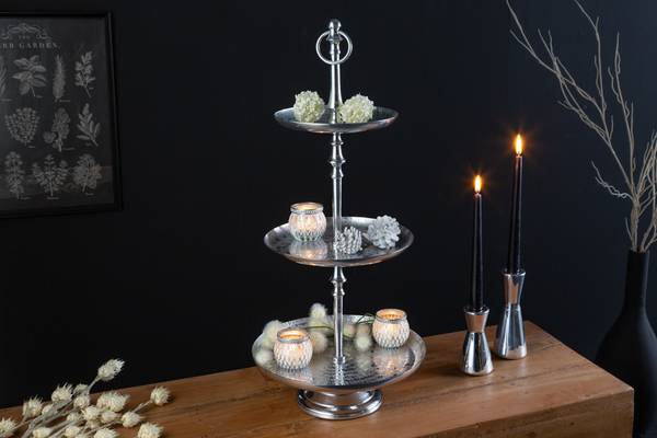 Etagere ORIENT Silber - Metall - 30 x 65 x 30 cm