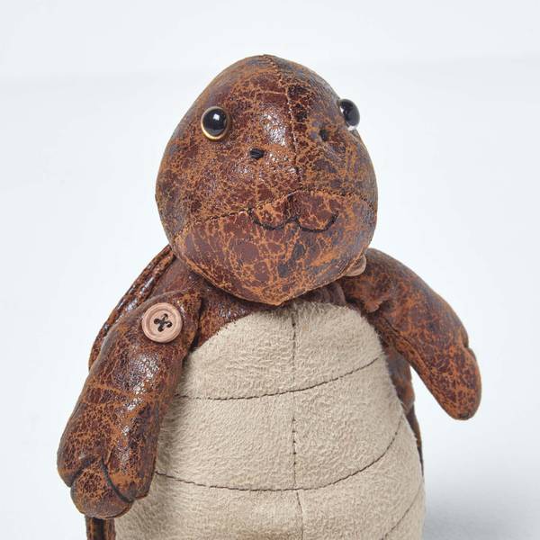 Türstopper im Schildkröten Kunstleder Braun - Mischgewebe - 12 x 18 x 10 cm