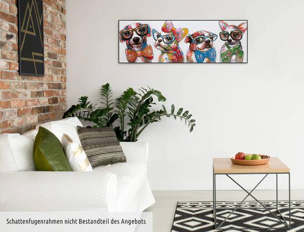 Tableau peint à la main Chiens Portraits Coton - 120 x 40 x 4 cm