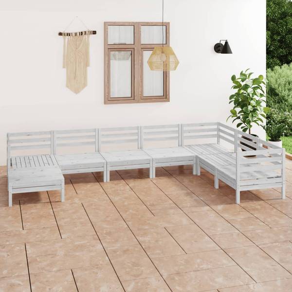 Salon de jardin  3010546 (lot de 8) Blanc - Pin - 64 x 29 x 64 cm