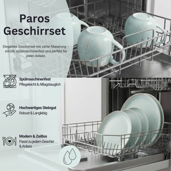 Kombiservice Paros - 16 teilig Türkis - Steingut
