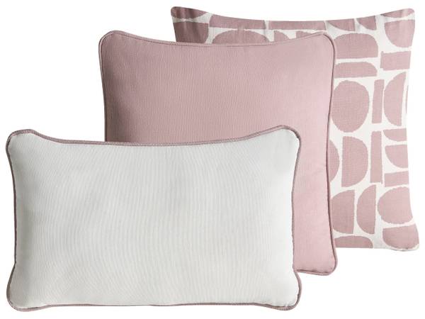 Dekokissen PENTACE 3-tlg Pink - Naturfaser - 45 x 5 x 45 cm