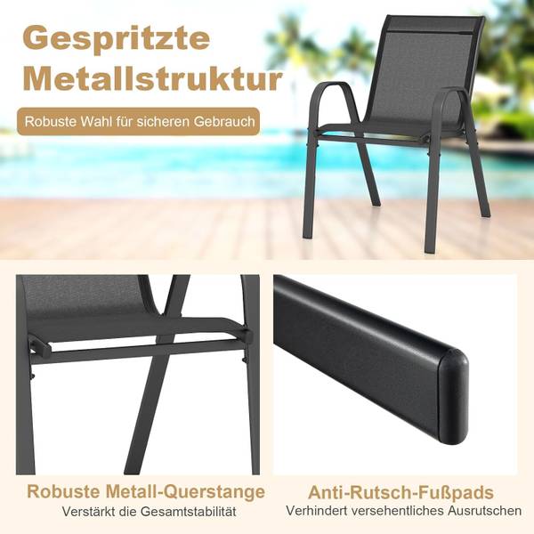 Gartenstühle ZB33718PW-6DE(4er Set) Schwarz - Metall - 70 x 84 x 56 cm