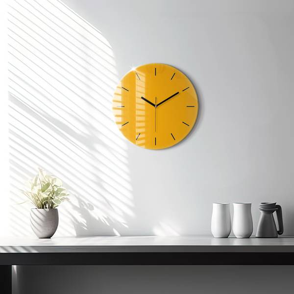 Wanduhr Herbstblatt Gelb - Glas - 30 x 30 x 0 cm