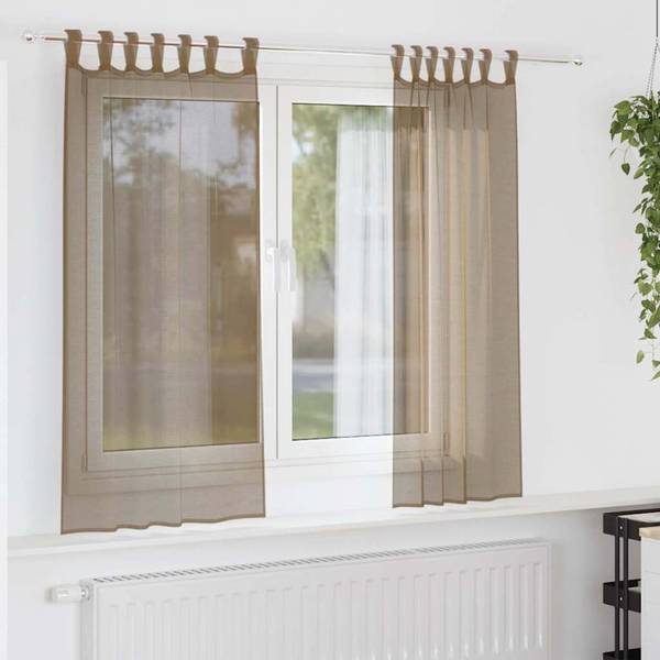Voile Gordijn 3043941-15 Set van 2 lichtbruin - Hoogte: 175 cm