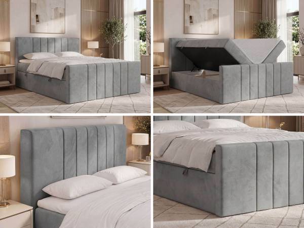 Boxspringbett INERO DUO Hellgrau - H3 - Viscoschaum - Polyester - Samt - Liegefläche Breite: 180 cm