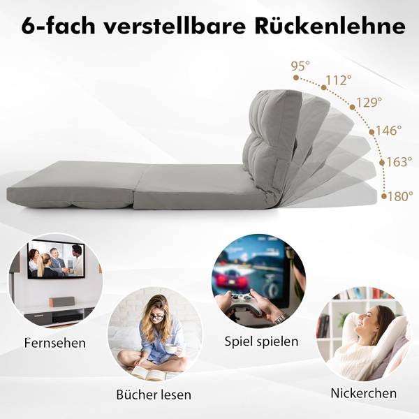 Schlafsofa TH32783 Grau - Textil - 102 x 54 x 72 cm