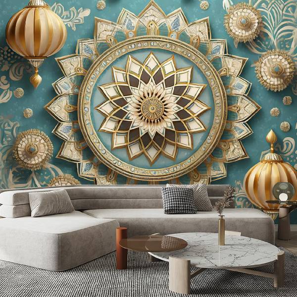 Fotobehang mandala rozet oosters 100 x 70 cm