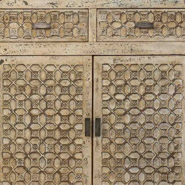 Vitrine Marfil Grau - Massivholz - 85 x 180 x 40 cm