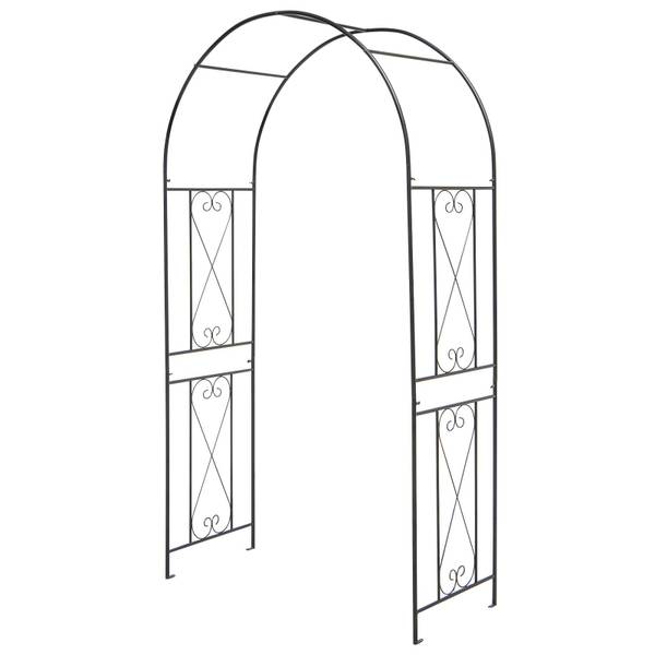 Rosenbogen mit 4 Bodenpfählen 176304 Schwarz - Holzwerkstoff - 120 x 220 x 56 cm
