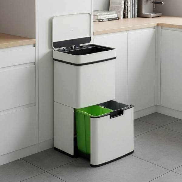 Sensor-Mülleimer Venna Beige - Fassungsvermögen: 62 L