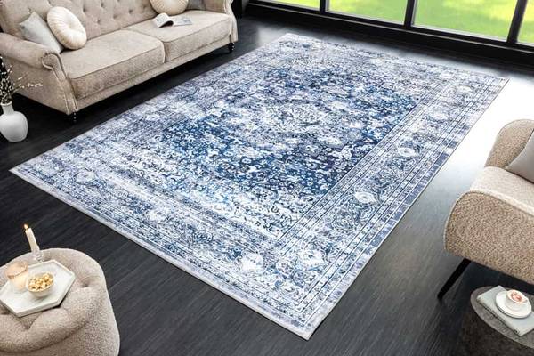 Teppich OLD MARRAKESCH Beige - Blau - Grau - Baumwollstoff - Flachgewebe - Polyester - Wolle - 230 x 160 cm