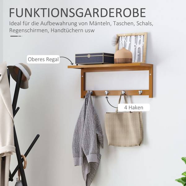 Wandgarderobe 831-198 Braun - Bambus - 16 x 18 x 50 cm