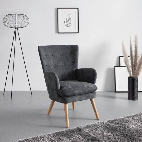 Sessel STANKA Grau - Metall - Textil - Holz teilmassiv - 67 x 91 x 72 cm