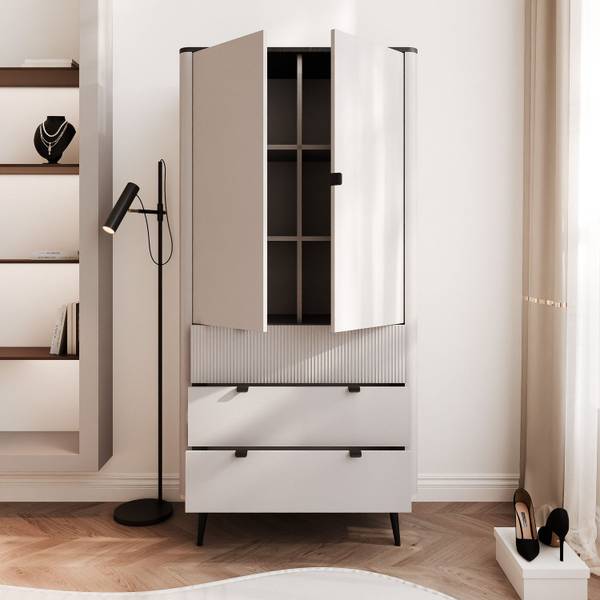 Kleiderschrank NAVANI Beige - Steingrau