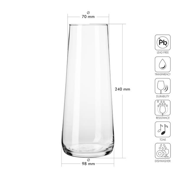 Vase-Karaffe Pure (Set 1) Klarglas - 10 x 24 x 10 cm