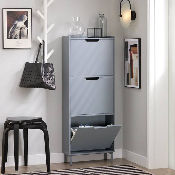 Meuble à chaussures FSR151-H-HG Gris - 50 x 129 x 19 cm