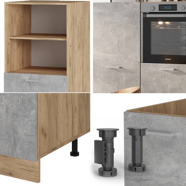 Küchenblock R-Line 53887 Braun - Grau - Chrom - 180 x 143 x 46 cm