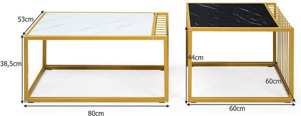 2 x Beistelltisch Set Weiß - Metall - 53 x 39 x 80 cm