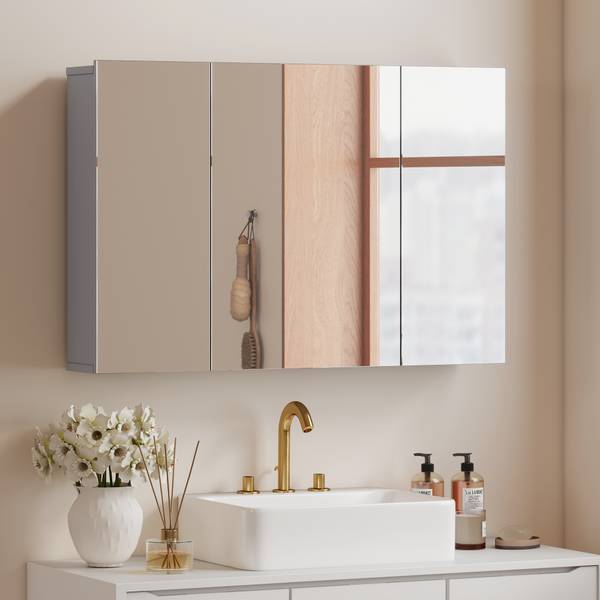 Spiegelschrank 834-366V91GY Grau - Holzwerkstoff - 15 x 60 x 90 cm