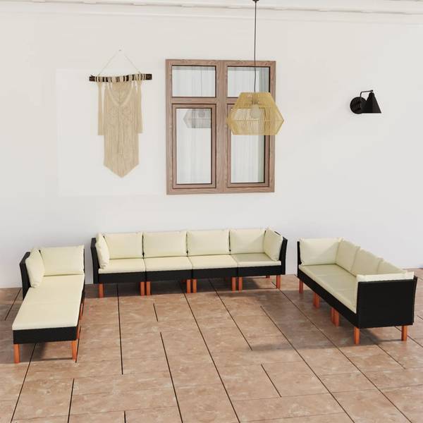 Garten-Sofa-Set 3009634-22 10-teilig Schwarz - Weiß