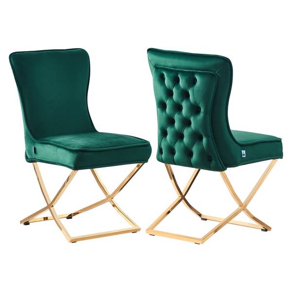 Trafalgar Esszimmerstuhl 2er-Set Grün - Samt - 51 x 95 x 70 cm
