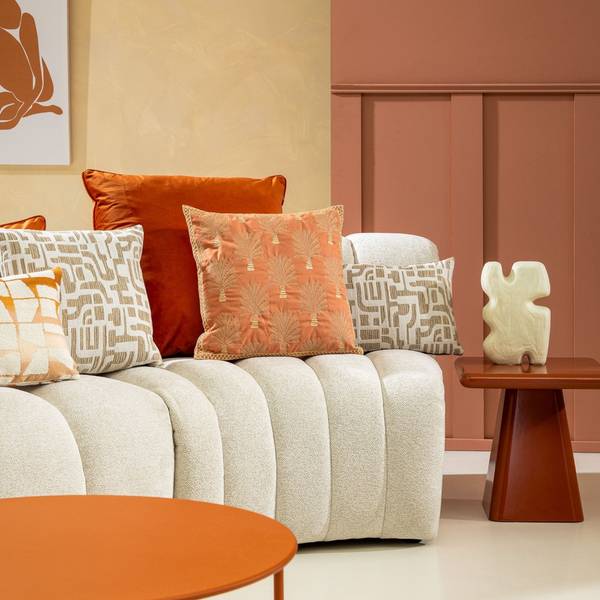 Kissenbezug Cycas Orange - Textil - 45 x 45 x 10 cm