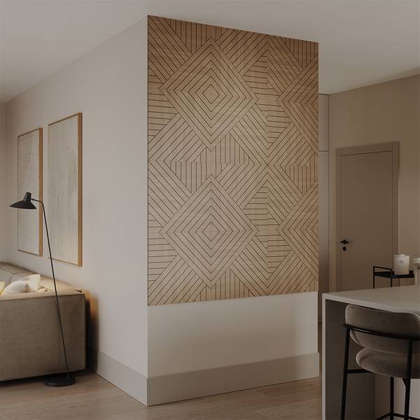 Wandpaneel  57949 bruin - plaatmateriaal op houtbasis - 52 x 52 x 1 cm