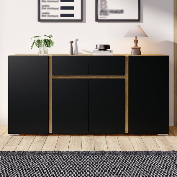 Sideboard Philotes Ⅳ Schwarz - Holzwerkstoff - 140 x 70 x 35 cm