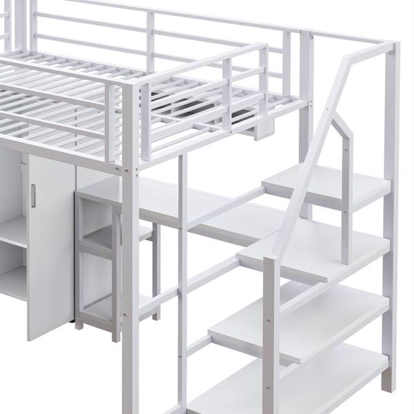 Hochbett mit Kleiderschrank Alya Weiß