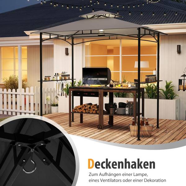 Grillpavillon ZB34509SDDE Grau - Metall - 150 x 250 x 242 cm