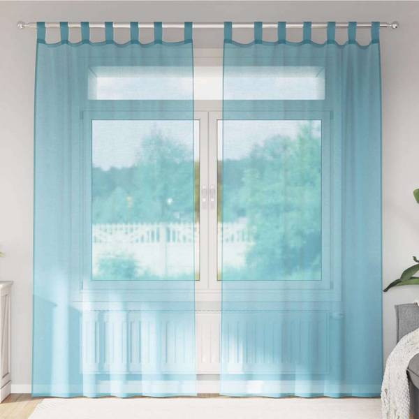 Rideau en voile 3043941-10 (lot de 2) Turquoise - Hauteur : 245 cm