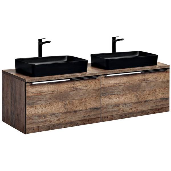 Badmöbel-Set PUEBLA-56-105 5er-Set Braun - Holzwerkstoff - 160 x 60 x 46 cm