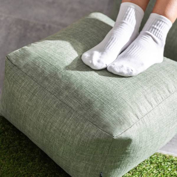 Poef Amara groen - geweven stof - 40 x 24 x 40 cm