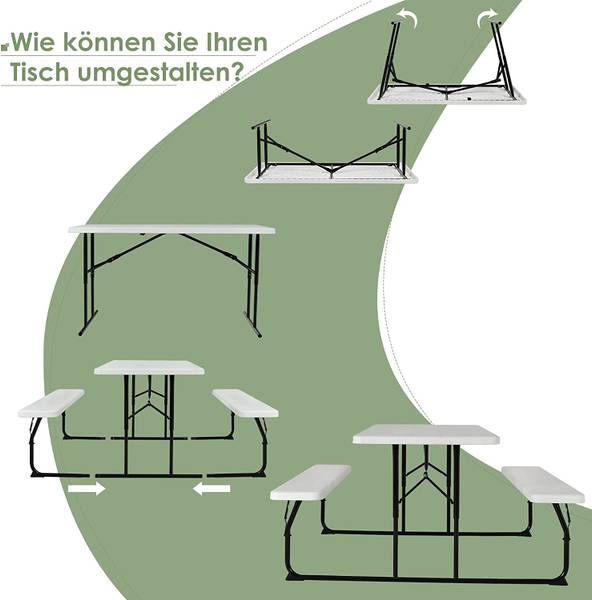 Klappbarer Picknicktisch OP70672 Weiß - Metall - Kunststoff