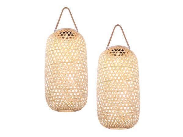 2er Set LED Solarlaternen, Höhe 56,5cm Braun - Bambus - 23 x 57 x 23 cm