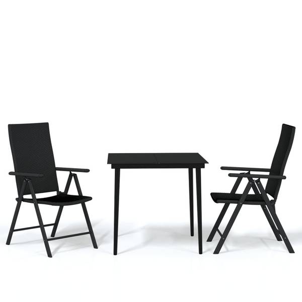 Salle à manger 3099107 (lot de 3) Noir - Aluminium - Acier - Polyéthylène - 80 x 74 x 80 cm