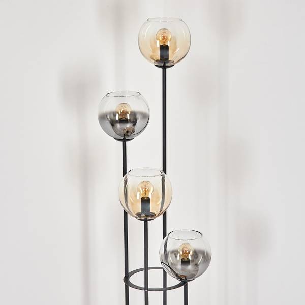Stehlampe Cesaro Grau - Orange - Kiefer - Aluminium - Klarglas - 74 x 147 x 13 cm