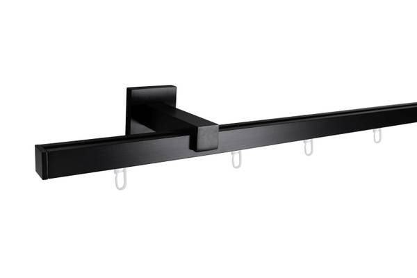 Gardinenstange 20x20mm Innenlauf Schwarz - Breite: 120 cm
