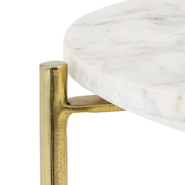 Table d'appoint CRATO Marron - Blanc - Acier inoxydable - Acier - 36 x 55 x 36 cm