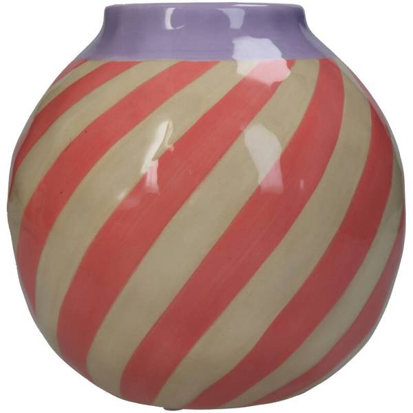 Vase Stripes Pink - Keramik - 16 x 16 x 16 cm