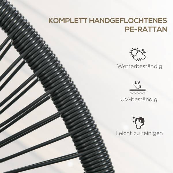 Gartenbank 867-177V00BK Schwarz - Polyrattan - 72 x 83 x 132 cm