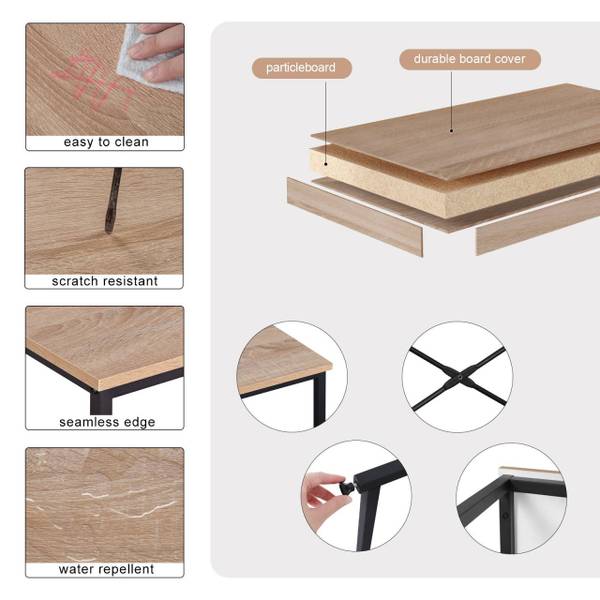 Schreibtisch Sebastian Schwarz - Braun - Holzwerkstoff - Metall - 80 x 70 x 60 cm