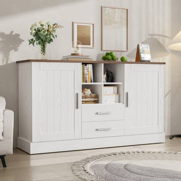 Sideboard-BB3042 Weiß - Holzwerkstoff - 140 x 80 x 40 cm