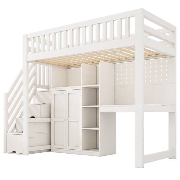 Stapelbed SHEFBuch Ⅰ wit - grenenhout - 97 x 170 x 253 cm
