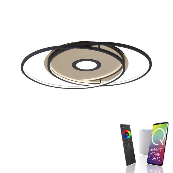 LED Deckenlampe rund Q-AMIRA Smart Home Schwarz