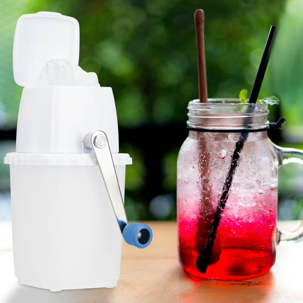 Broyeur à glace manuel Bleu - Blanc - Métal - Matière plastique - 13 x 24 x 16 cm